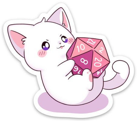 Cat Rolling with D20 Sticker