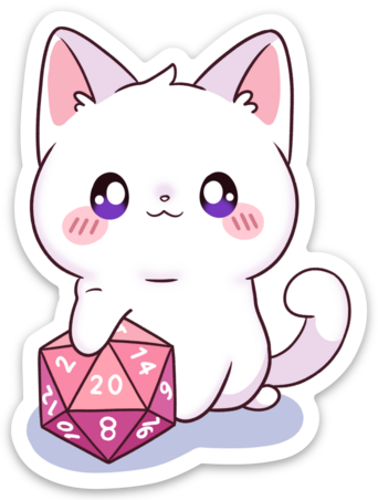Cat Standing with D20 Sticker