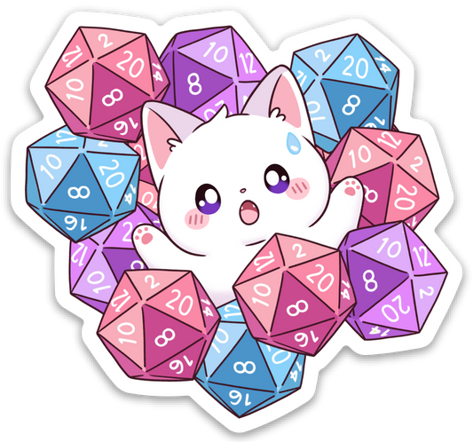 Cat Drowning in Dice Sticker